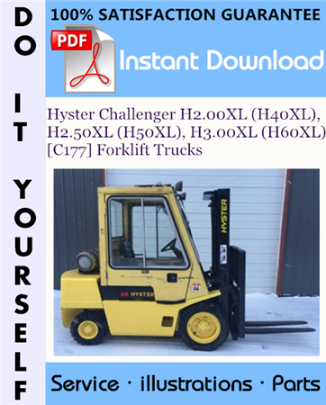 Hyster Challenger H2.00XL (H40XL), H2.50XL (H50XL), H3.00XL (H60XL) [C177] Forklift Trucks Parts Manual