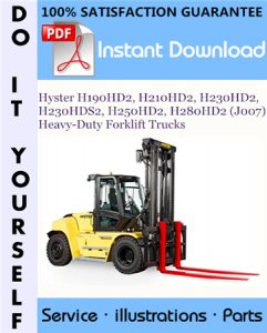 Hyster H190HD2, H210HD2, H230HD2, H230HDS2, H250HD2, H280HD2 (J007) Heavy-Duty Forklift Trucks Parts Manual