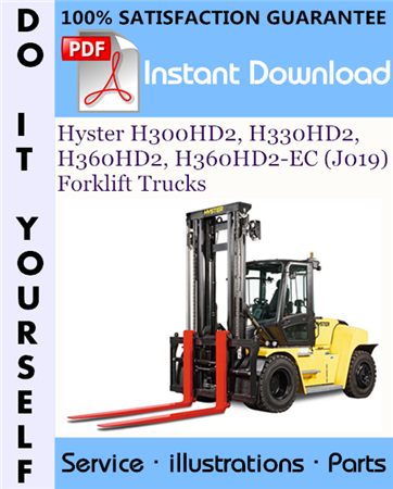 Hyster H300HD2, H330HD2, H360HD2, H360HD2-EC (J019) Forklift Trucks Parts Manual