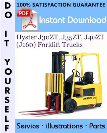 Hyster J30ZT, J35ZT, J40ZT (J160) Forklift Trucks Parts Manual