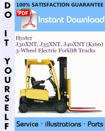 Hyster J30XNT, J35XNT, J40XNT (K160) 3-Wheel Electric Forklift Trucks Parts Manual