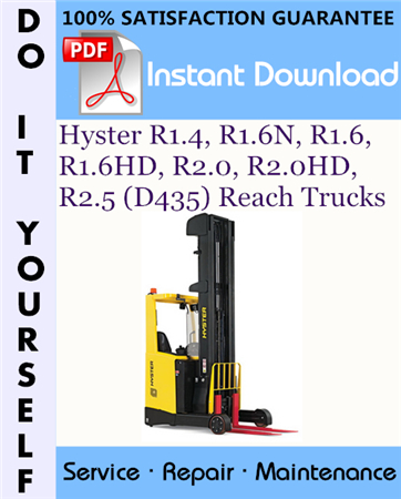 Hyster R1.4, R1.6N, R1.6, R1.6HD, R2.0, R2.0HD, R2.5 (D435) Reach Trucks Service Repair Workshop Manual