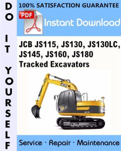 JCB JS115, JS130, JS130LC, JS145, JS160, JS180 Tracked Excavators