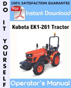 Kubota EK1-261 Tractor Operator's Manual