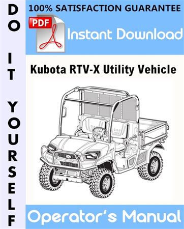 Kubota RTV-X Utility Vehicle Operator's Manual